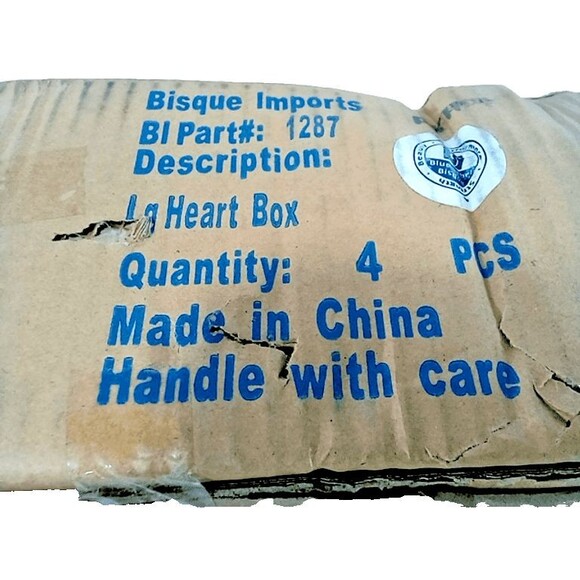 4 Pack - BISQUE IMPORTS FIGURINES Large Heart Box - Ready to Paint - No Firing - Picture 5 of 7